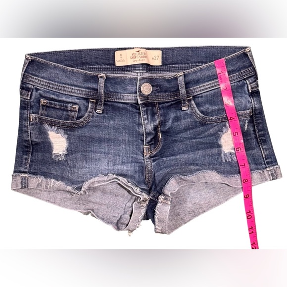 Hollister 🦅 Low Rise Short-Short Blue Denim Jean Shorts Size 5 (W 27) - Picture 6 of 8